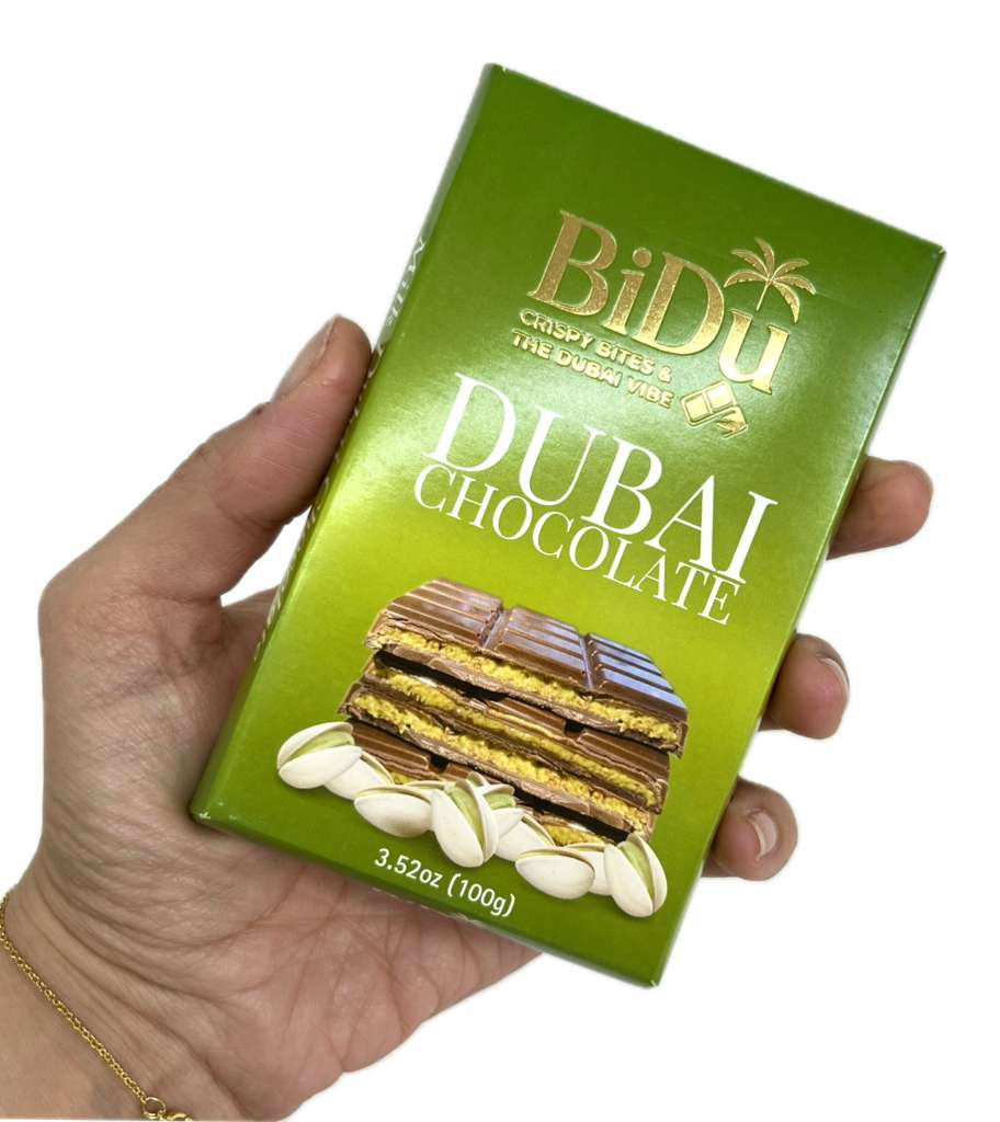 BiDu Premium Knusprige Dubai Schokolade mit Pistazie & Kadaif - 3.52oz (100g)