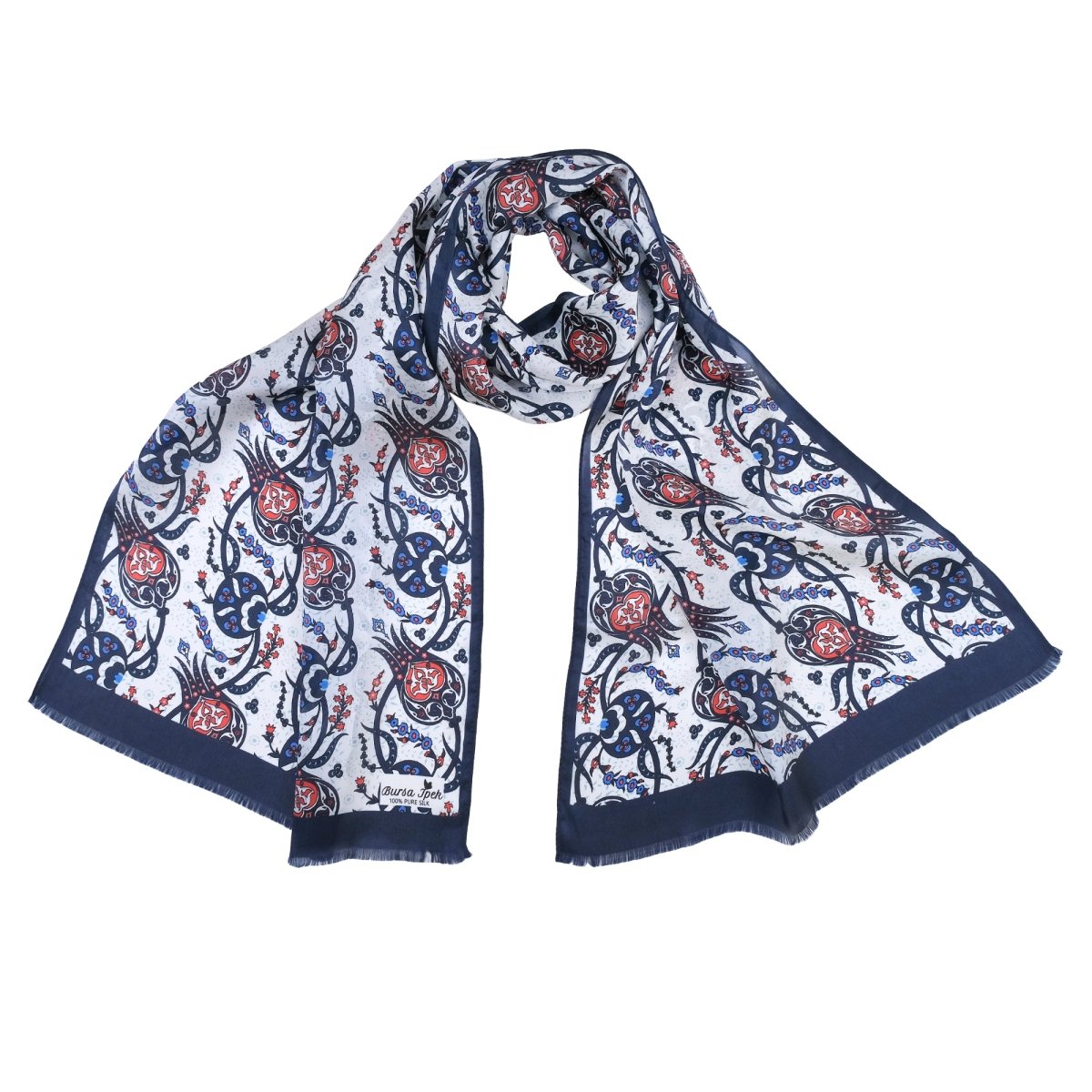 Sirali Lale Breathable Silk Scarf in Royal Blue Color - TryAladdin