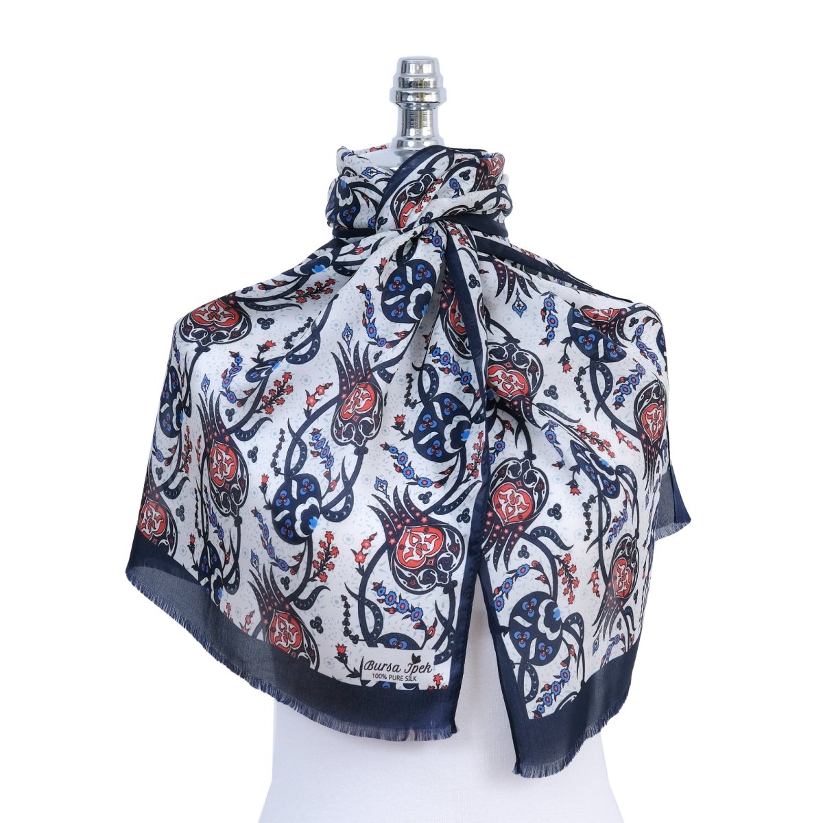 Sirali Lale Breathable Silk Scarf in Royal Blue Color - TryAladdin