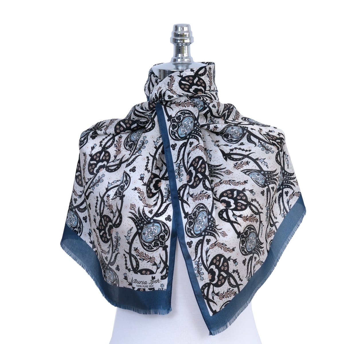 Sirali Lale Breathable Silk Scarf in Teal Color - TryAladdin