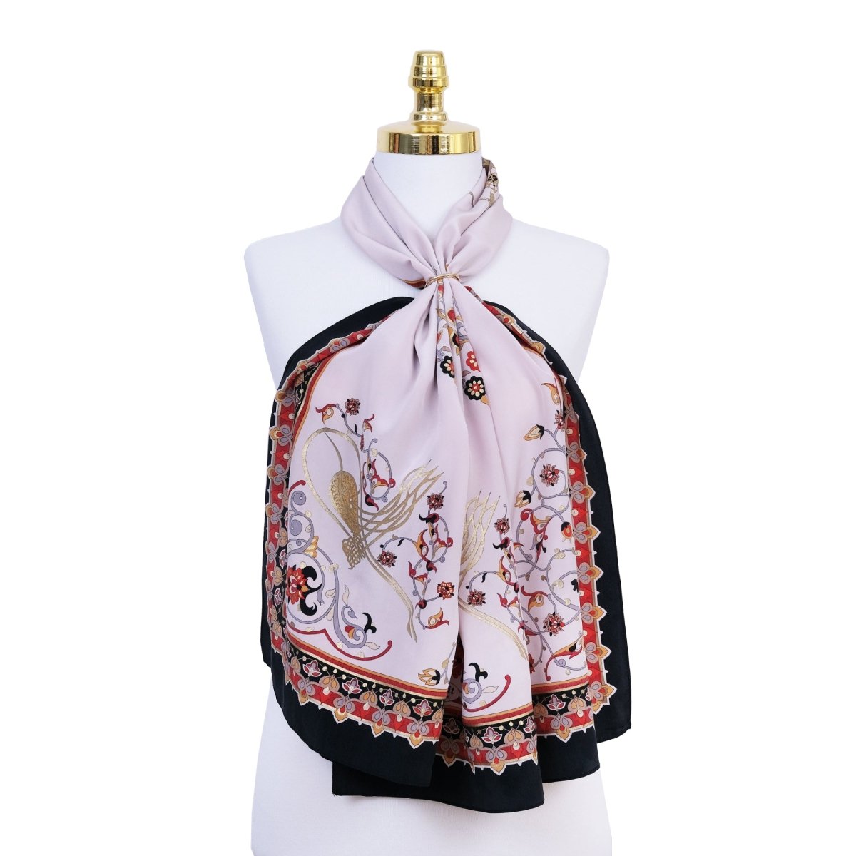 Tugra Breathable Lightweight Scarf in Black and Red Color - TryAladdin