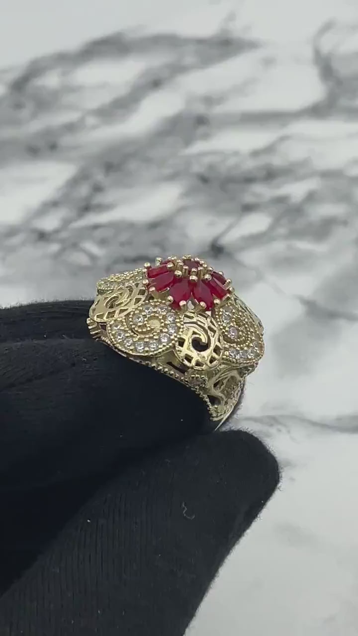 Istanbul Schmuck | Rubin Türkisches Design Vintage Handgemachter Silberring