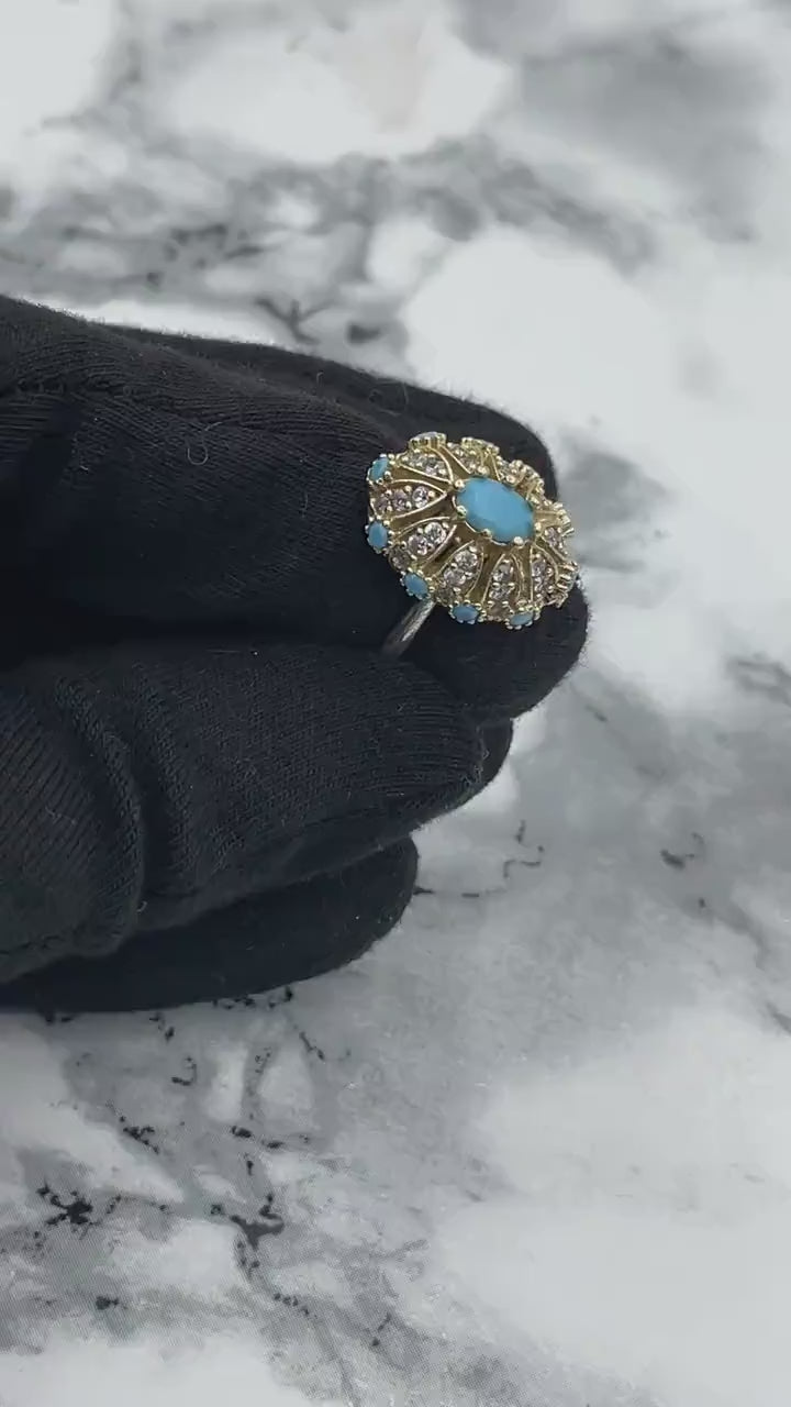 Istanbul Schmuck | Türkiser Ottomanischer Stil Handgemachter Silberring