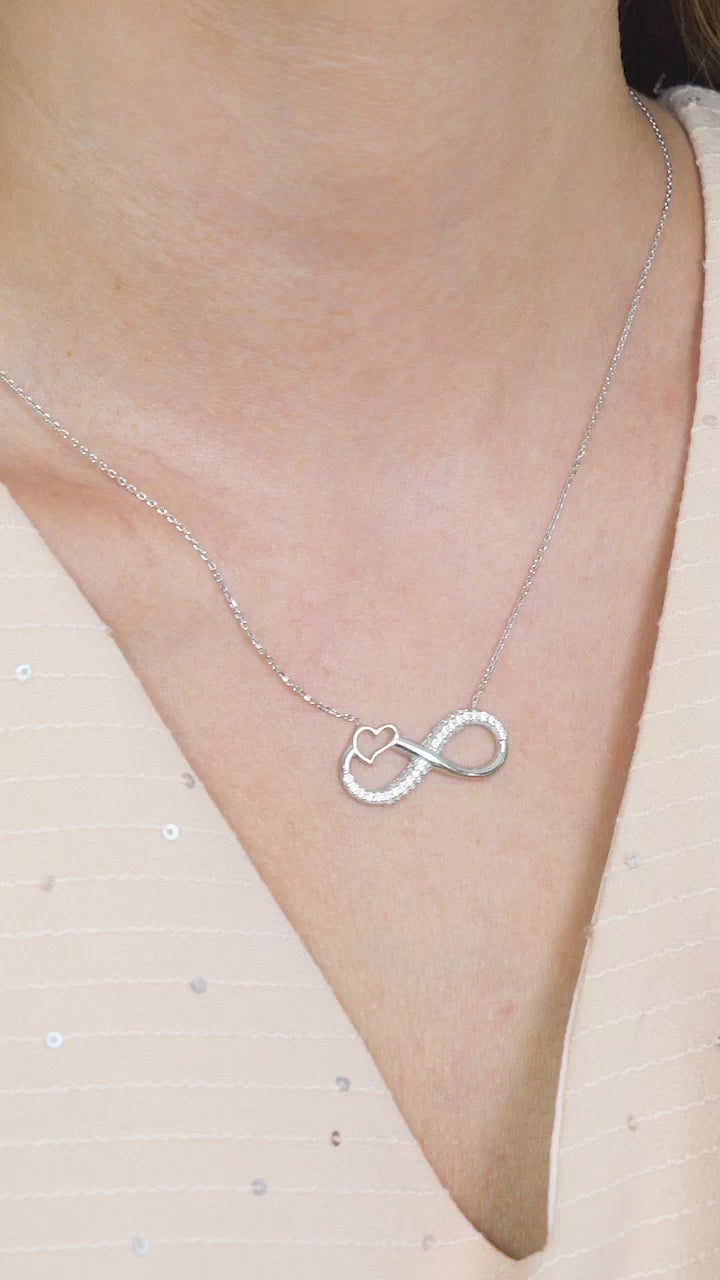Taki | Silberne Herz Unendlichkeit Halskette Ewige Liebe Halskette Valentinstagsgeschenk