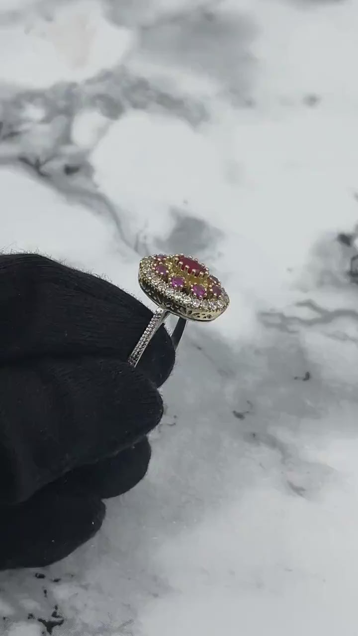 Istanbul Schmuck | Rubin Ottoman Stil Handgemachter Silberring