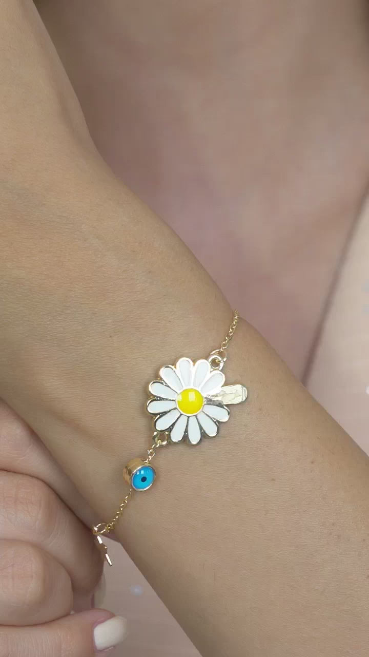Taki | Personalisierte Nazar Böse Augen Gänseblümchen Armband